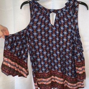 Multi colored top with cutouts